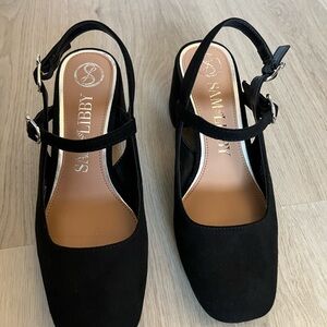 Sam & Libby Grace Block Heel Slingback Mary Jane Suede Pump